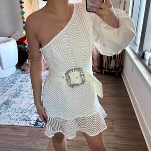ASOS one shoulder lace mini dress white size 8 NWT